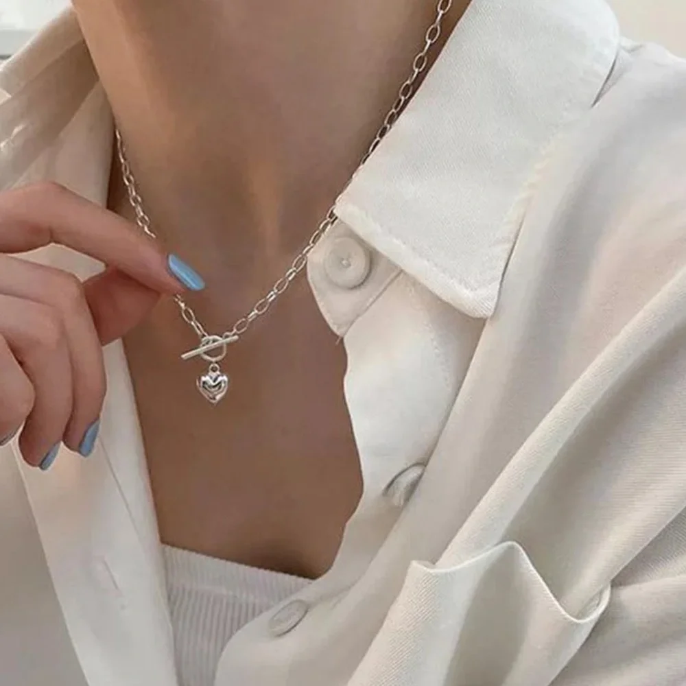 STERLING SILVER ELEGANT HEART NECKLACE - Picture 5 of 6